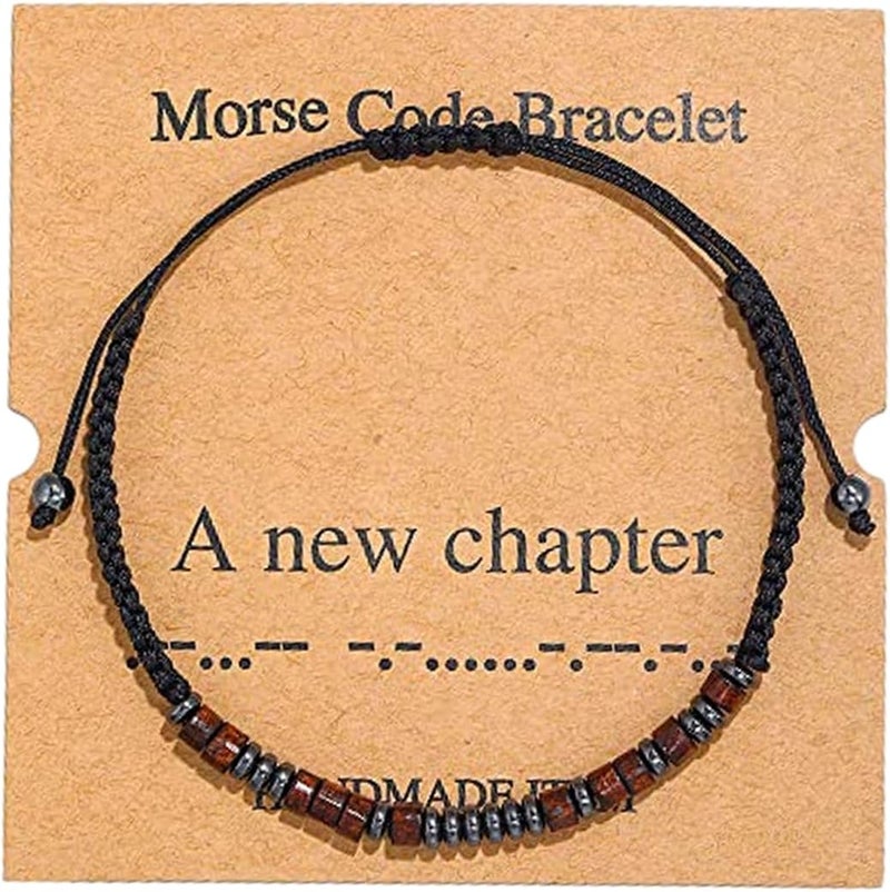 RINTOLER Store Morse Code Bracelets for Women Men Gifts for Her Best Friend Funny Inspirational Bracelets for Women Jewelry Adjustable Silk Beaded Wrap Bracelet - Image 1